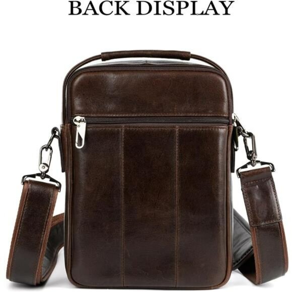 Genuine Leather Messenger Bag Small Crossbody Shoulder Travel Satchel for Men - Picture 4 of 6